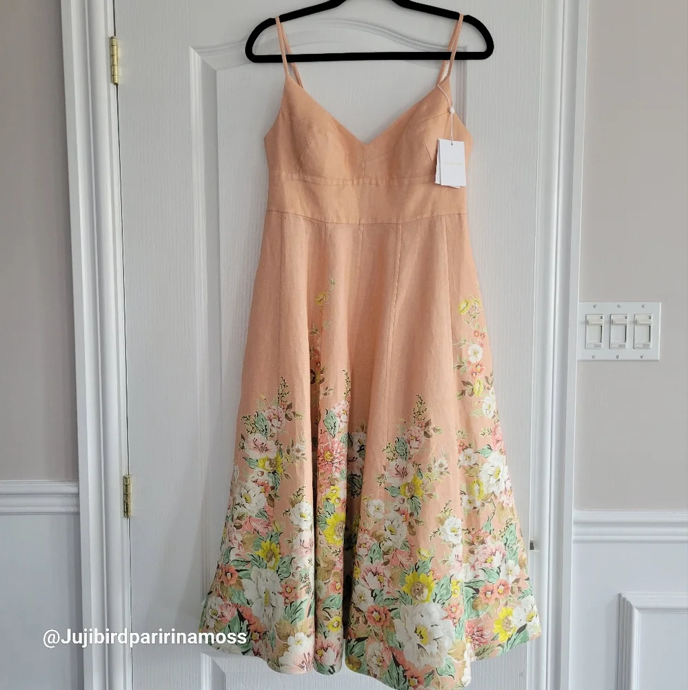 ZIMMERMANN peach linen maxi dress sz 3 (10 US) - Picture 4 of 8